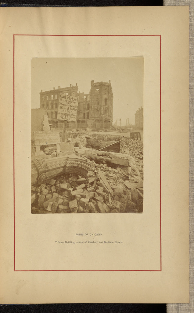 George N. Barnard:Tribune Building, corner of Dearborn and M, Poster Print Wall Art