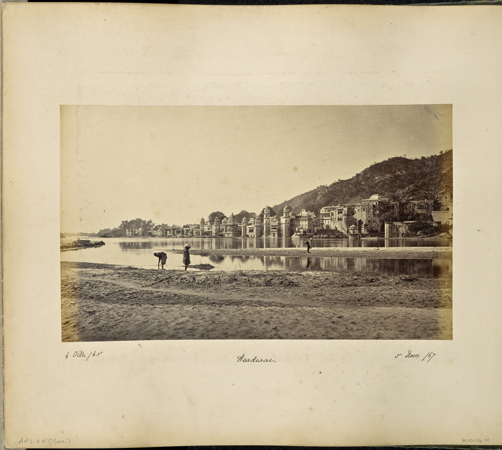 Samuel Bourne:Hurdwar, from the opposite bank of the Ganges, Poster Print Wall Art