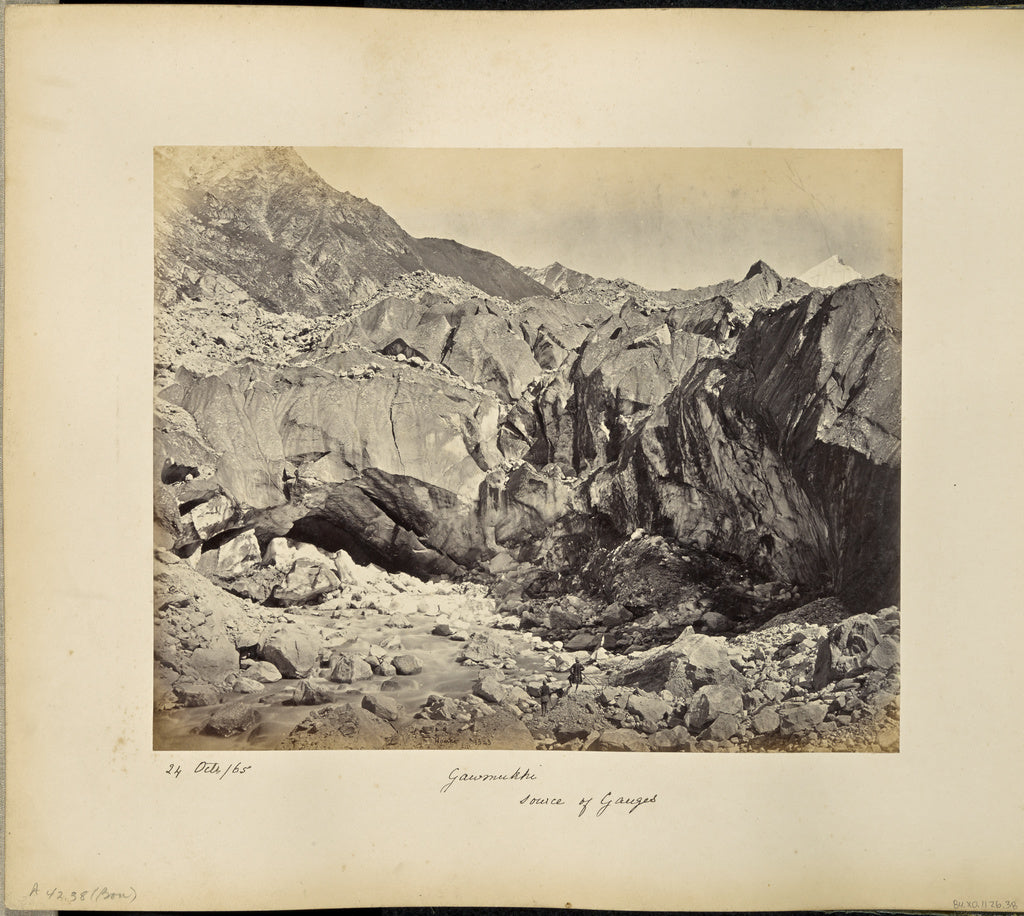 Samuel Bourne:The source of the Ganges: Ice Cave at the foot, Poster Print Wall Art
