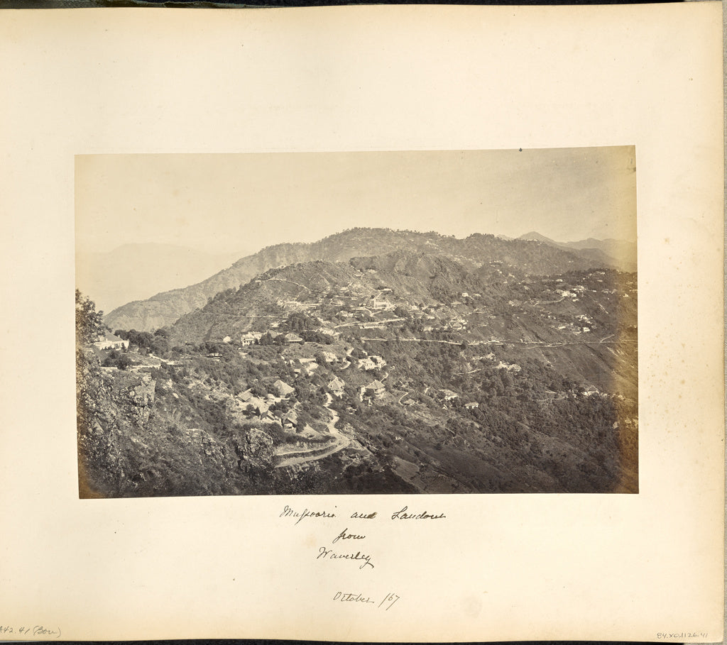 Samuel Bourne:Panoramic View of Mussoorie and Landour, from , Poster Print Wall Art