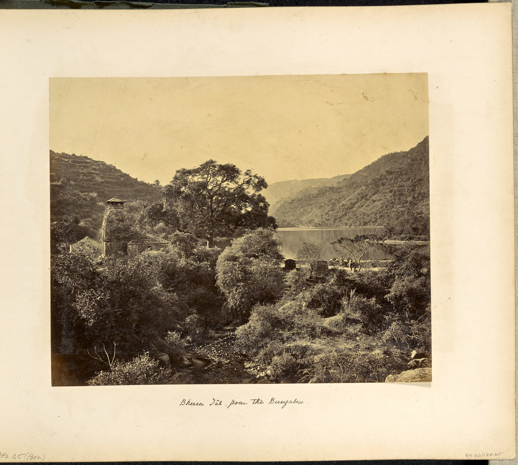 Samuel Bourne:Bheem Tal; The Lake on a calm morning, from ne, Poster Print Wall Art