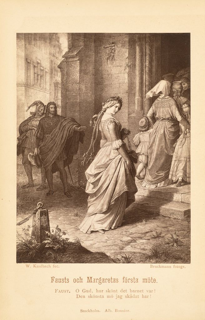 Friedrich Bruckmann:Fausts och Margaretas första möte, Poster Print Wall Art