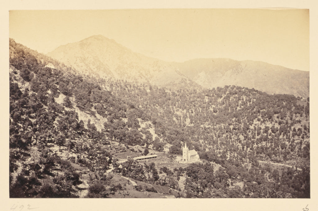 Samuel Bourne:Dhurmsala; The Church from the South West, Poster Print Wall Art