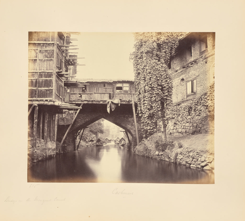 Samuel Bourne:Srinuggur; A Bridge on the Marqual Canal, Poster Print Wall Art