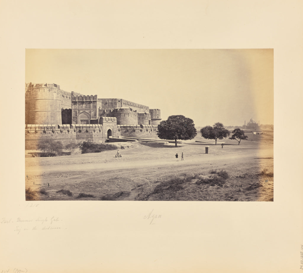 Samuel Bourne:Agra; The Fort, Ummer Singh Gate, with the Taj, Poster Print Wall Art