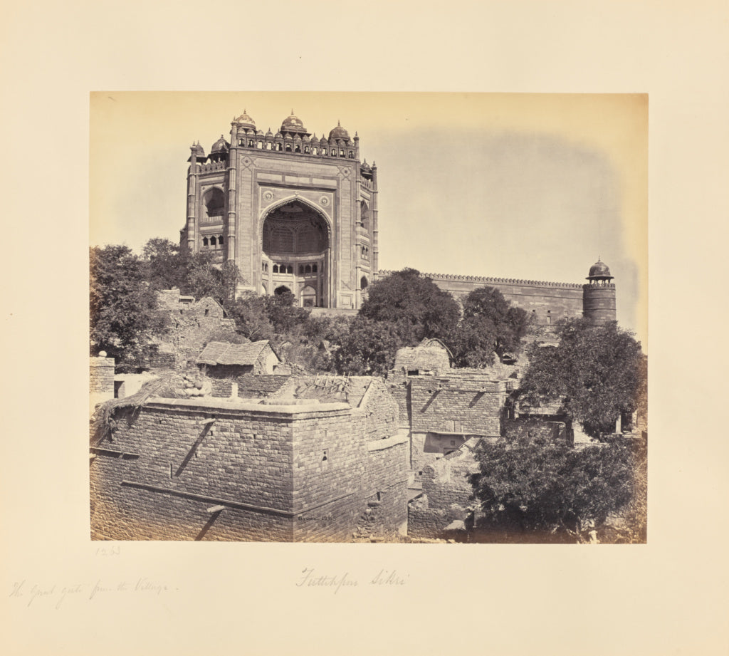 Samuel Bourne:Futtypore Sikri; The Great Gate, from the Vill, Poster Print Wall Art
