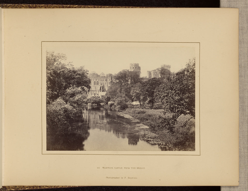 Francis Bedford:Warwick Castle, from the bridge, Poster Print Wall Art