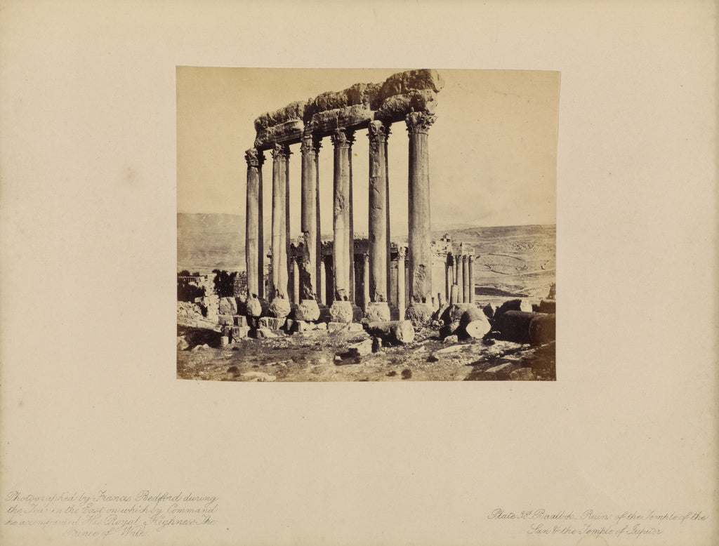 Francis Bedford:Baalbek - Ruins of the Temple of the Sun and, Poster Print Wall Art