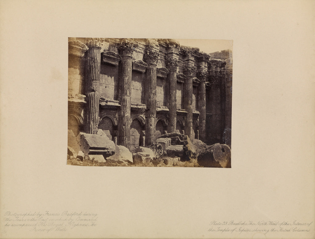 Francis Bedford:Baalbek - The North Wall of the Interior of , Poster Print Wall Art