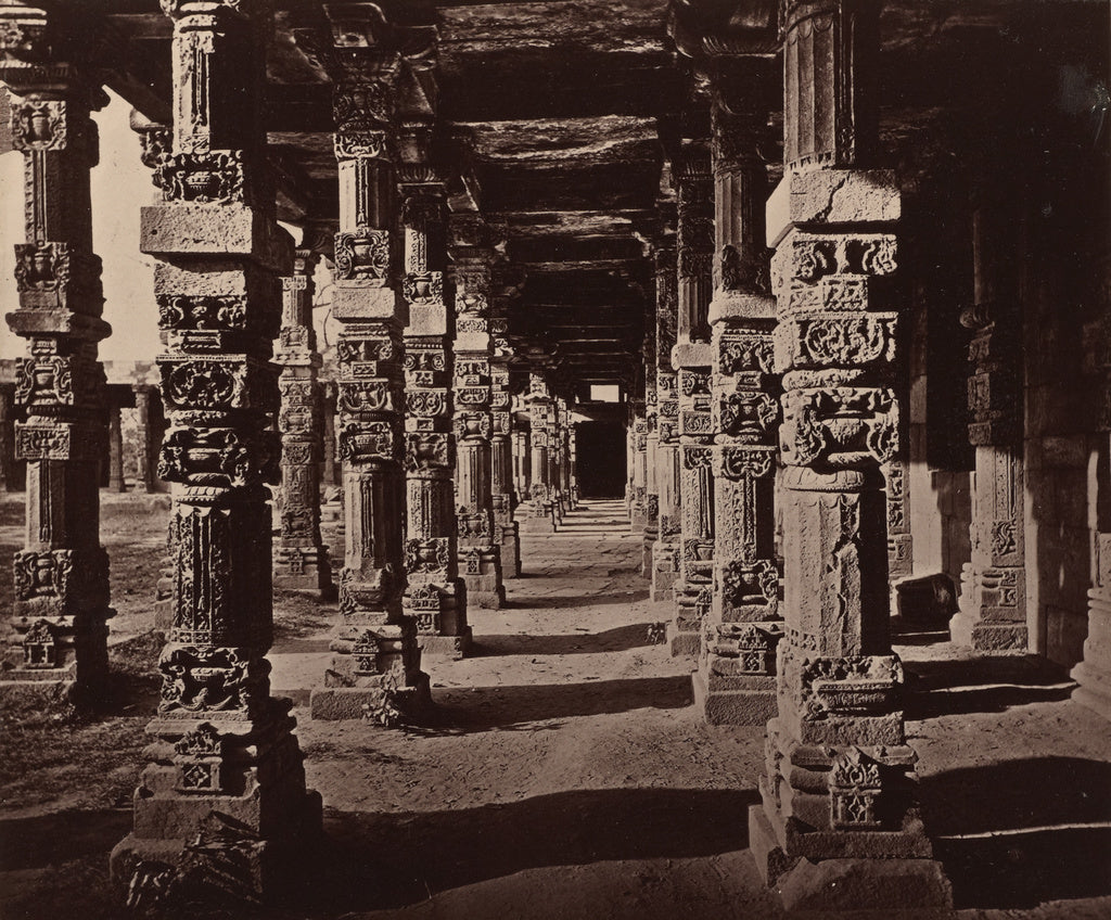 Bourne & Shepherd:Interior of the Colonnade of Hindoo Pillar, Poster Print Wall Art