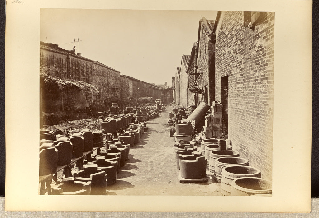Lai, Afong:[View of an alley bordered by brick buildings and, Poster Print Wall Art
