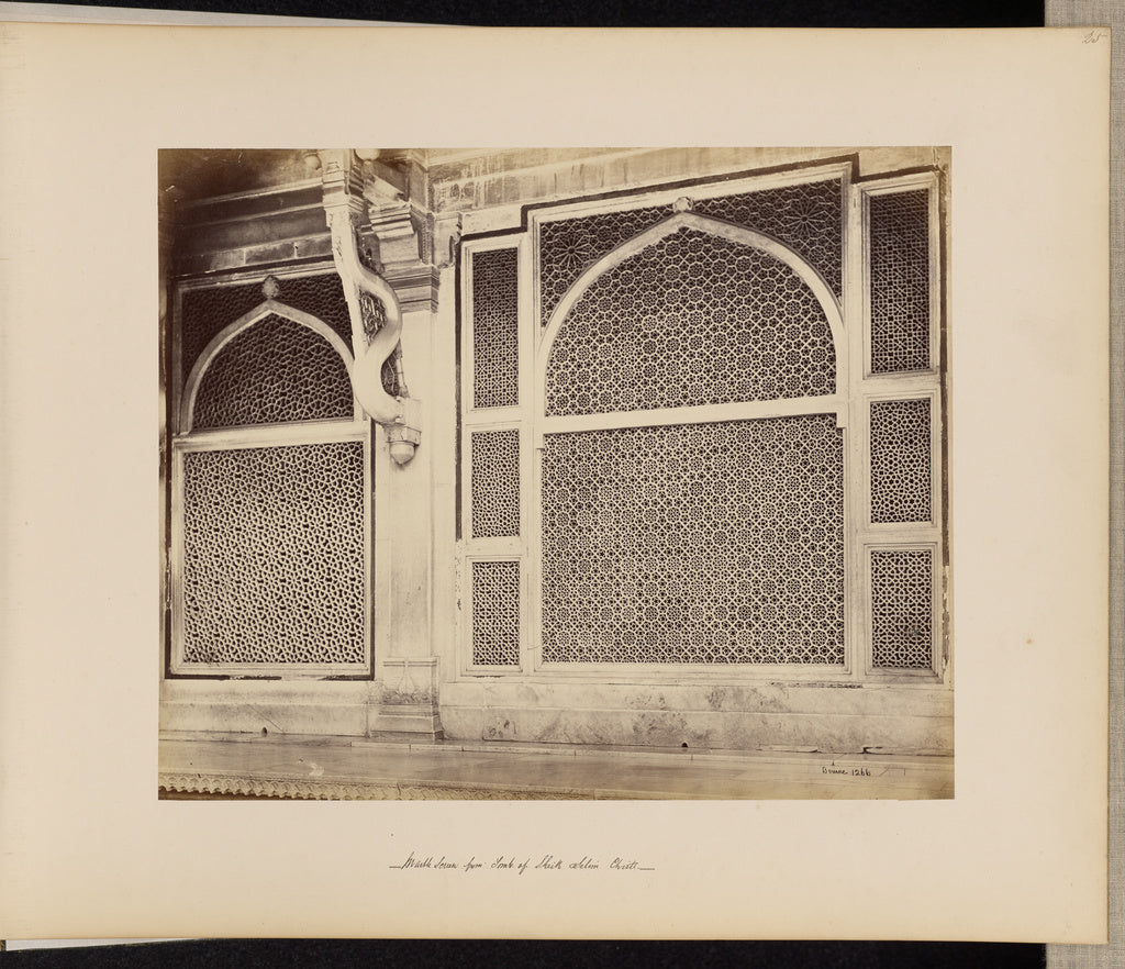 Samuel Bourne:Futtypore Sikri; Two of the Marbled Screens in, Poster Print Wall Art