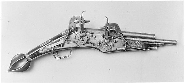 Double Barrelled Wheellock Pistol dated 1612, Poster Print Wall Art