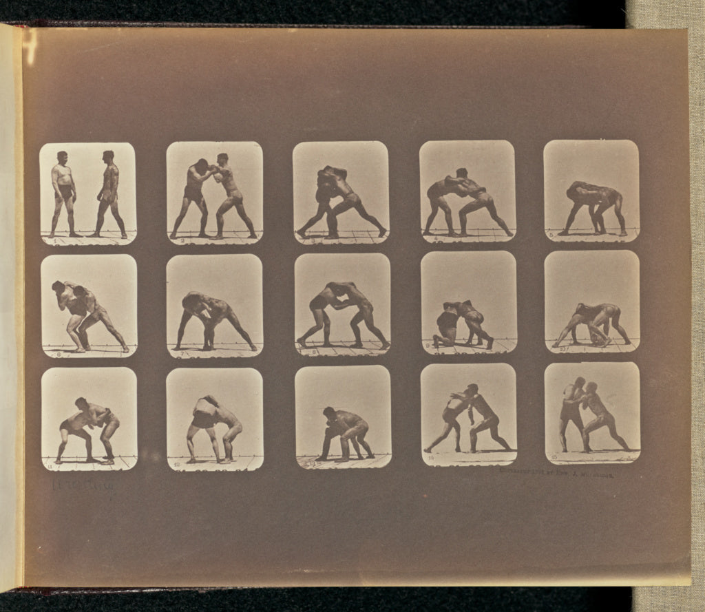 Eadweard J. Muybridge:Wrestling, Poster Print Wall Art