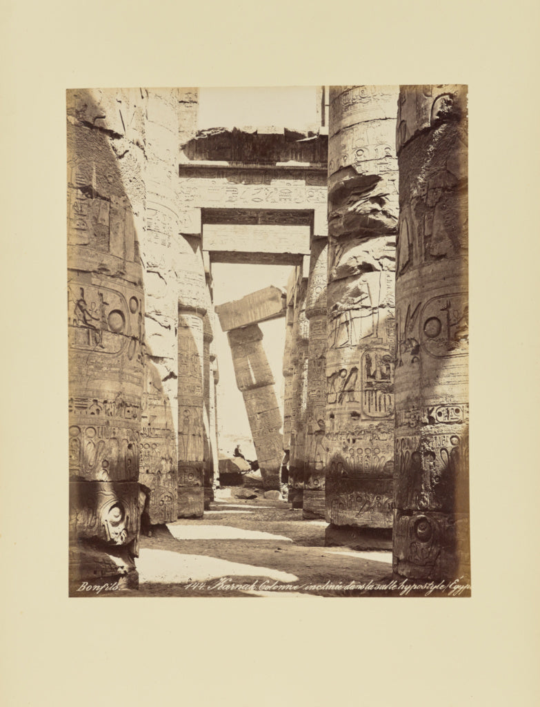 Félix Bonfils:Karnak. Colonne inclinée dans la salle hypos, Poster Print Wall Art
