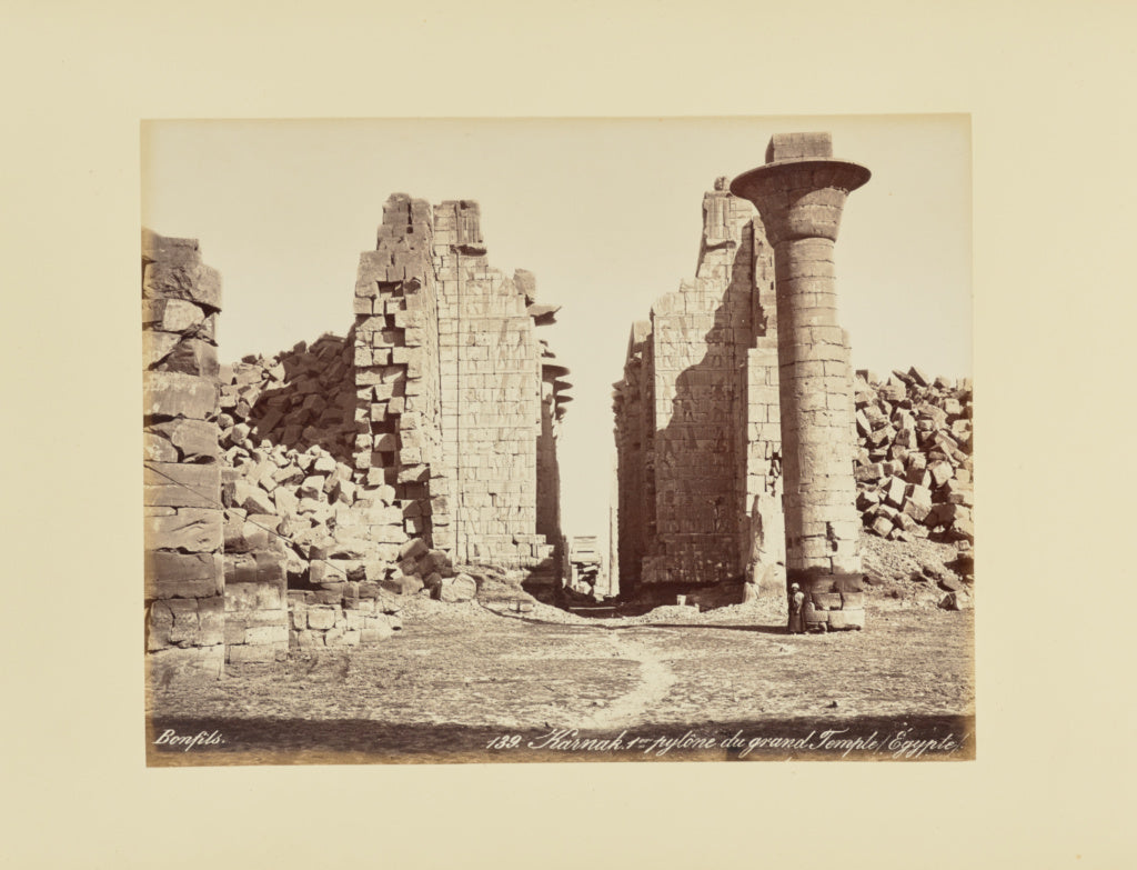 Félix Bonfils:Karnak. 1er pylône du grand Temple, egypte, Poster Print Wall Art