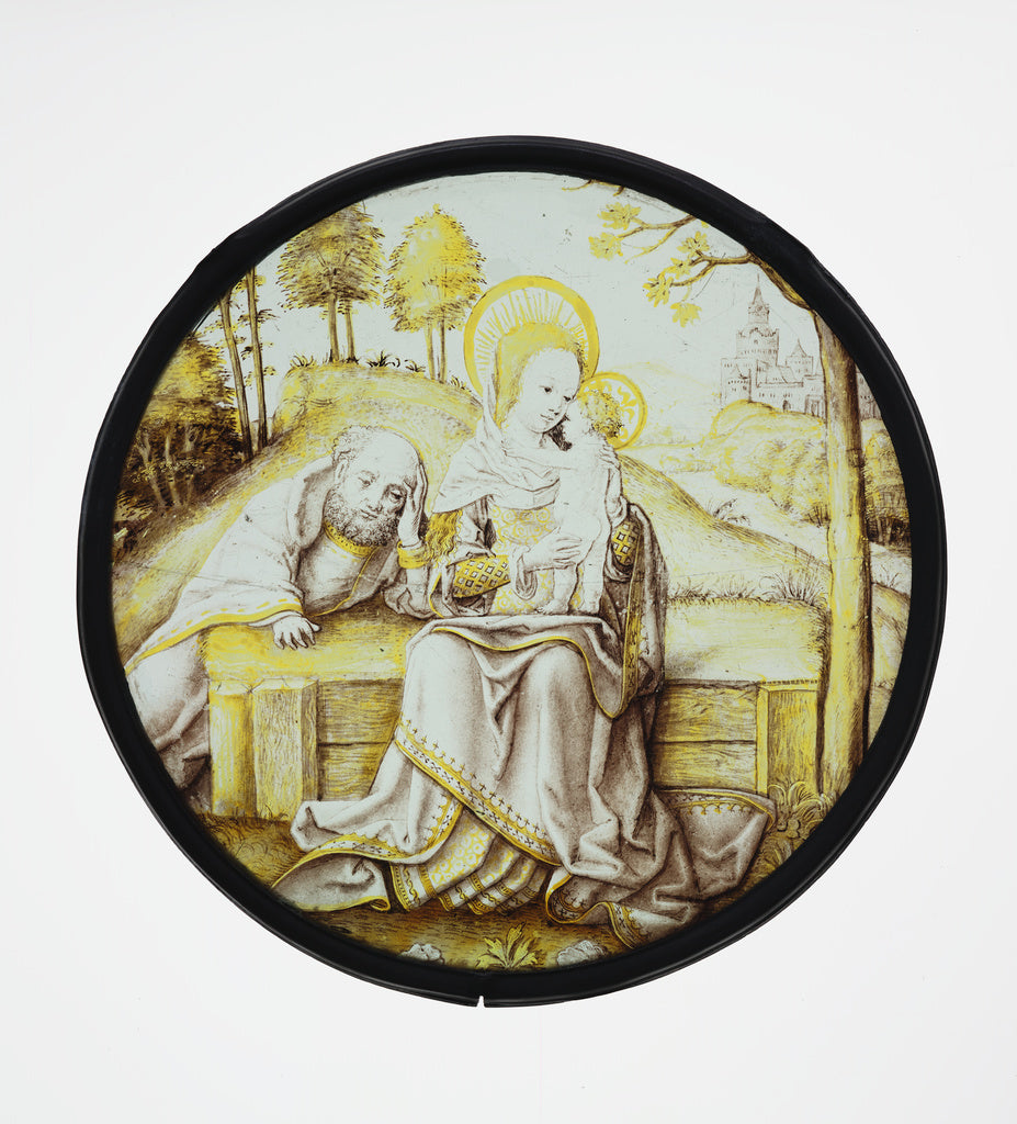 Unknown maker, South Netherlandish:Rest on the Flight into E, Poster Print Wall Art