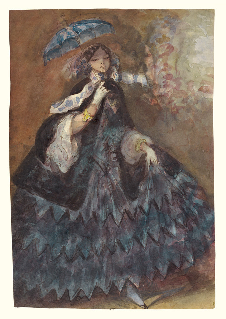 Constantin Guys:Woman with a Parasol, Poster Print Wall Art