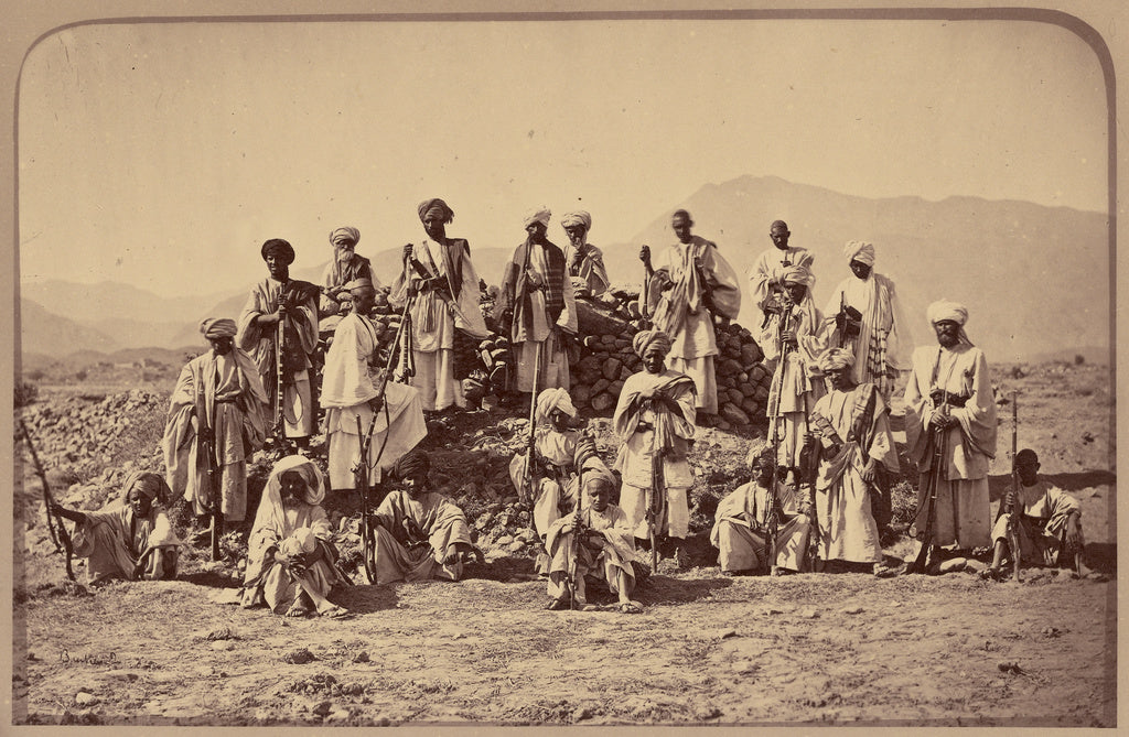 John Burke:Afridi Picket near Jumrood, Khyber and Rotass in , Poster Print Wall Art