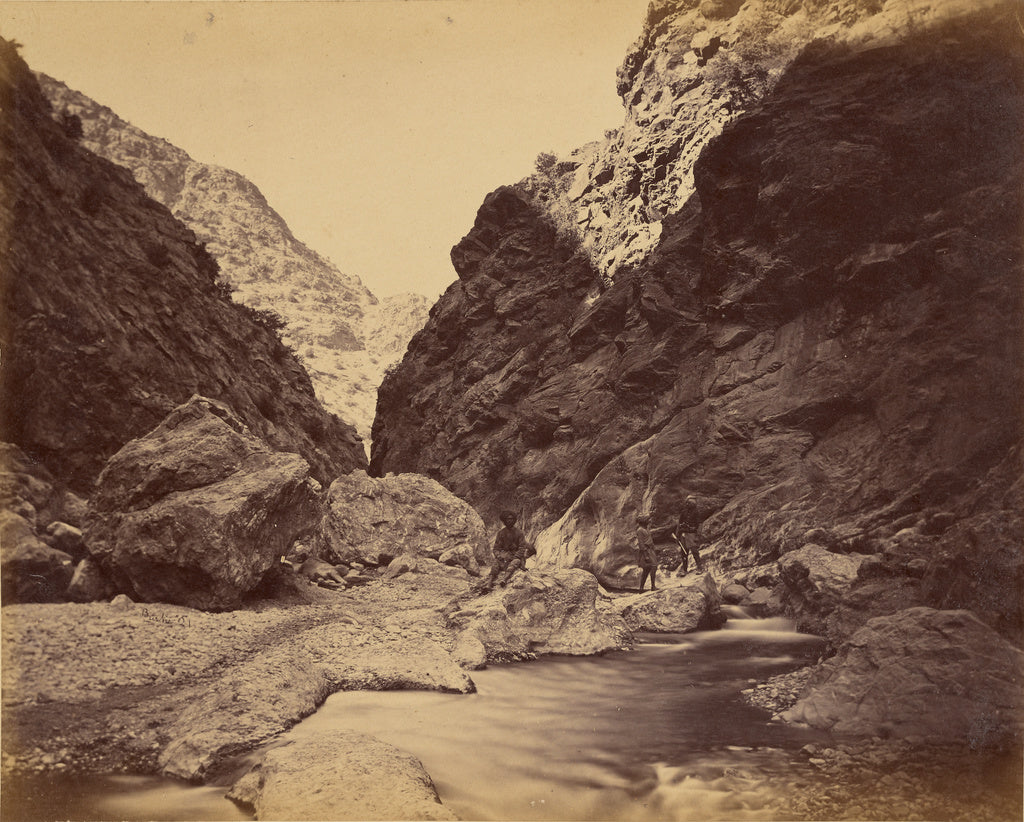 John Burke:Rocky defile below Ali Musjid, looking upstream, Poster Print Wall Art