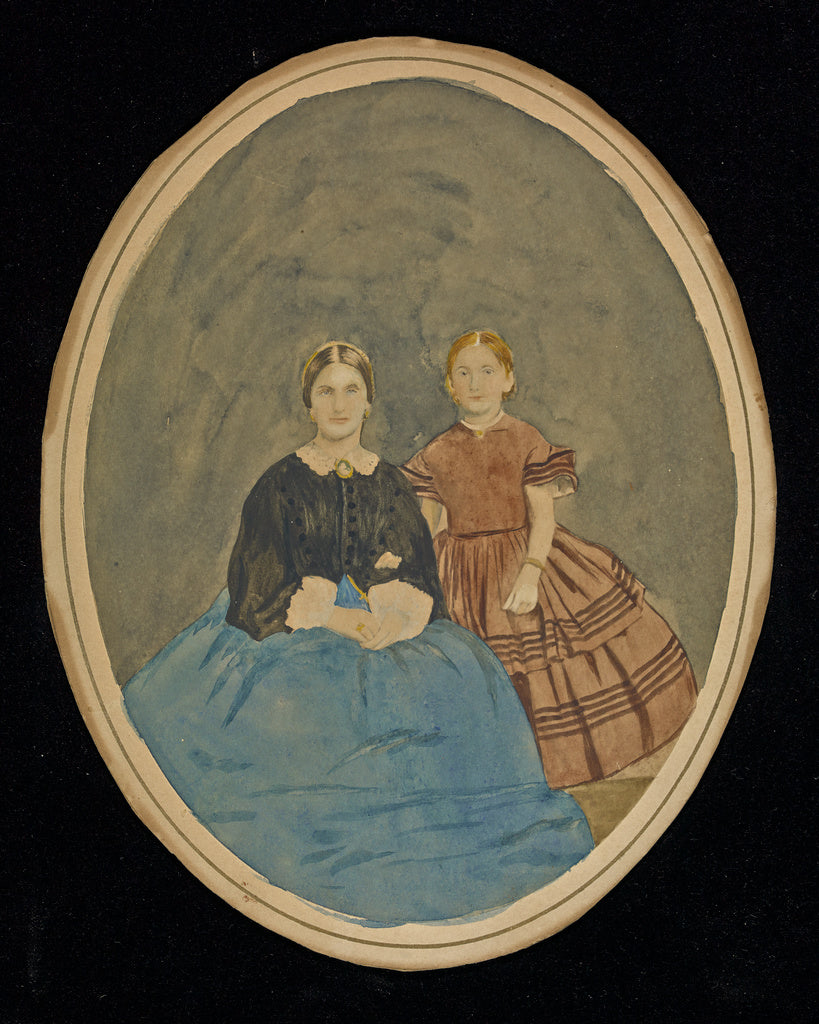 Unknown maker, American:[Portrait of two girls, Midora and M, Poster Print Wall Art