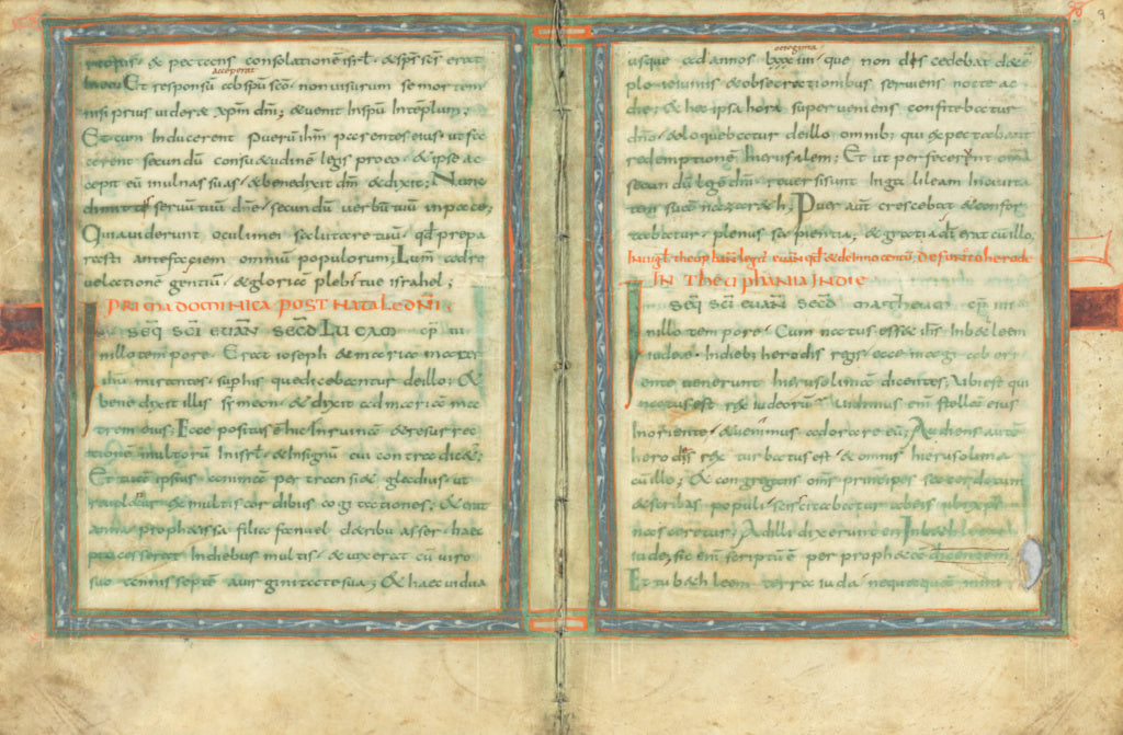 Unknown:Bifolium from a Gospel Lectionary (fols. 8 and 9), Poster Print Wall Art