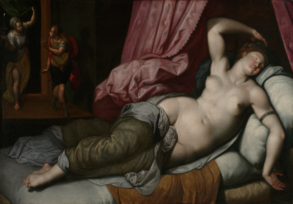 Jacob de Backer:Paris Being Admitted to the Bedchamber of He, Poster Print Wall Art