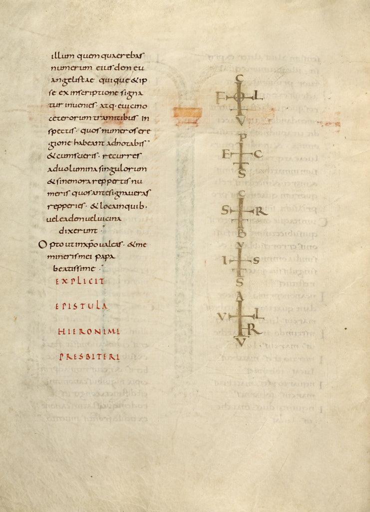 Unknown:Text Page with Monogram, Poster Print Wall Art