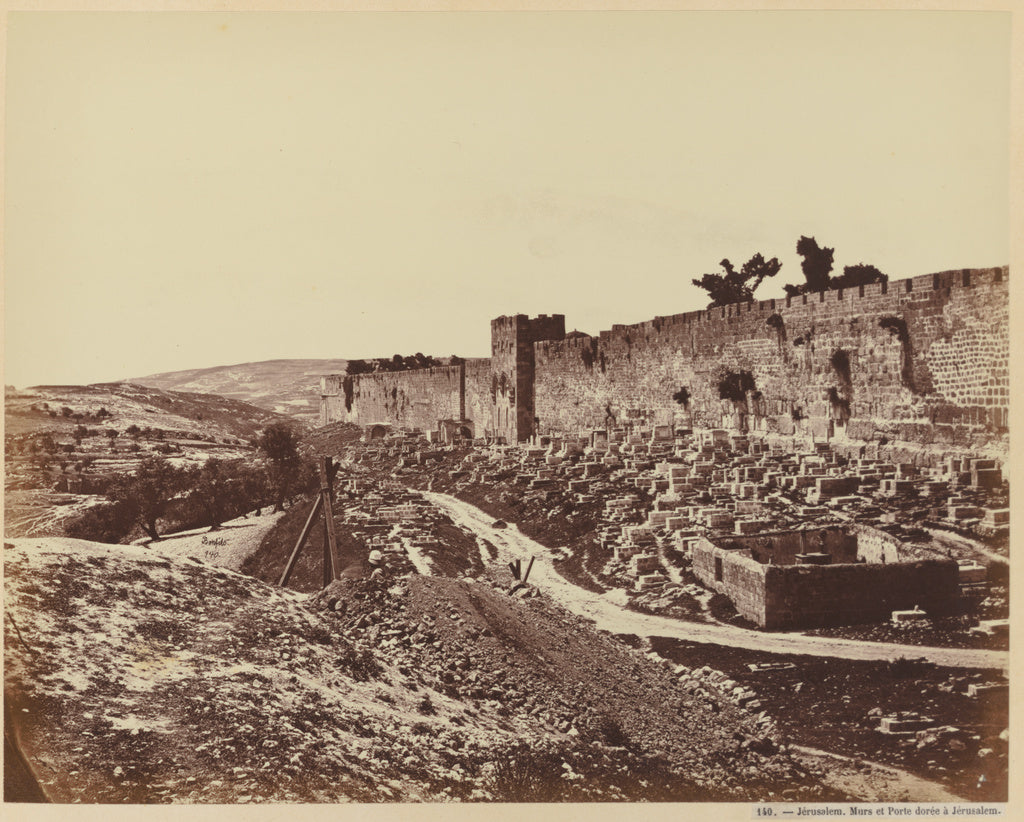 Félix Bonfils:Jerusalem. Murs et Porte Dorée à Jérusalem, Poster Print Wall Art