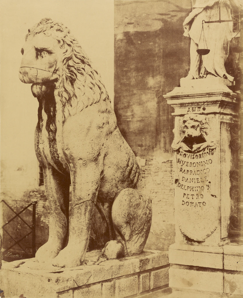 Giuseppe Cimetta:Leone in piedi alle Porte dell' Arsenale, Poster Print Wall Art