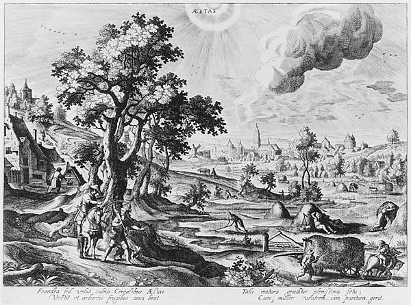 Four Landscapes with the Four Seasons 16th cent-Hendrick van S, Poster Print Wall Art