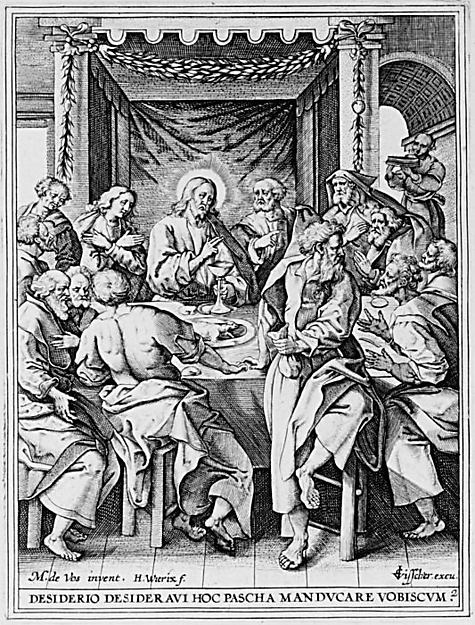 The Last Supper n.d.-Hieronymus Wierix,After Maerten de Vos, Poster Print Wall Art
