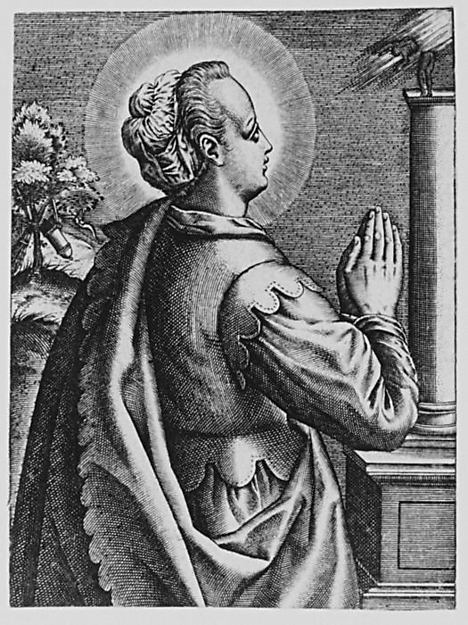 Unidentified Female Saint with Folded Hands n.d.-Attributed to, Poster Print Wall Art