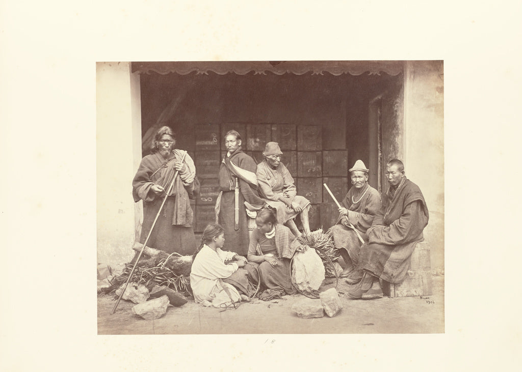 Samuel Bourne:Darjeeling; Group of Bhooteas and Nepaulese, Poster Print Wall Art