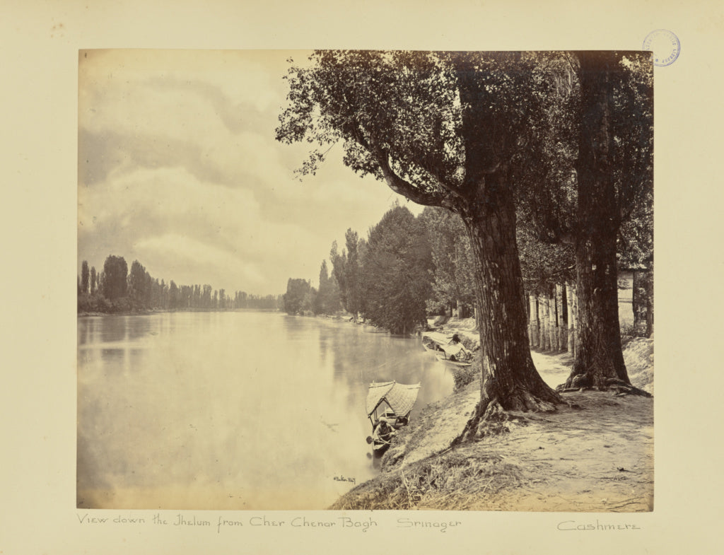 William H. Baker:View down the Jhelum from Cher Chenar Bagh., Poster Print Wall Art