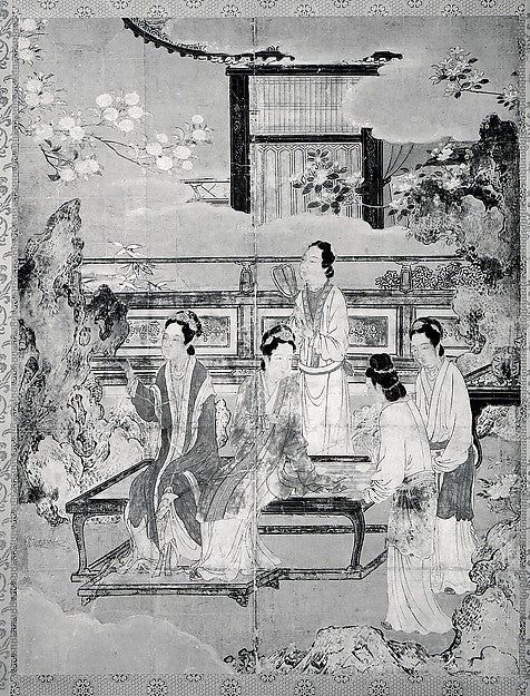 Women at Chinese Court 16th cent-In the Style of Kano Eitoku,Classic Ming China Image, Poster Print Wall Art