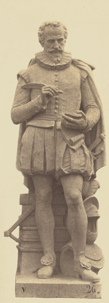 edouard Baldus:["Malherbe", Statue by Jean Jules Allasseur, , Poster Print Wall Art