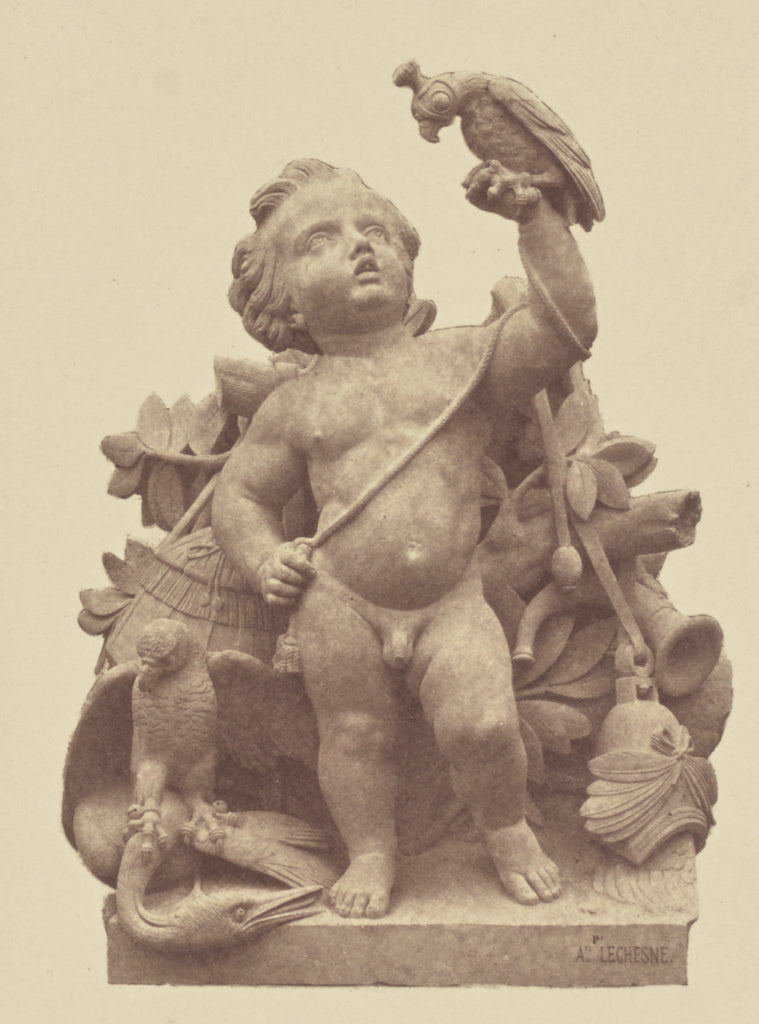 edouard Baldus:["La Chasse", Sculpture by Auguste Jean Bapti, Poster Print Wall Art