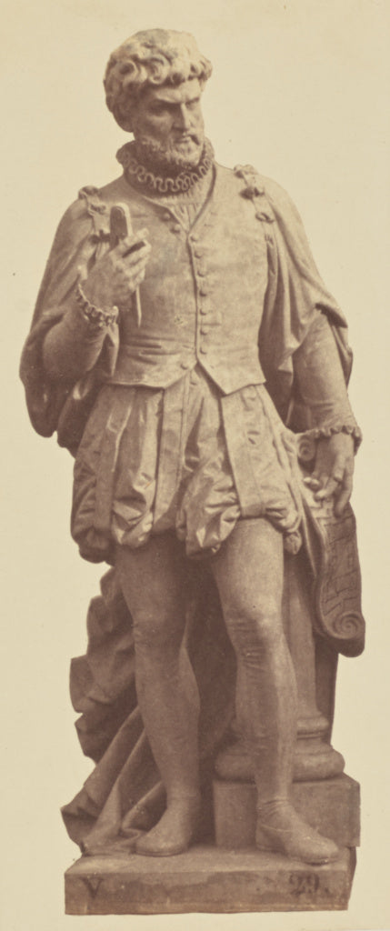 edouard Baldus:["Bullant", Statue by Pierre Alfred Robinet, , Poster Print Wall Art