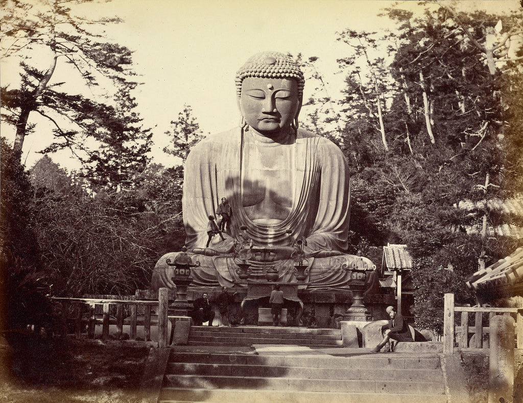 Felice Beato:The Bronze Statue of Dai Bouts, Kamakura, Poster Print Wall Art