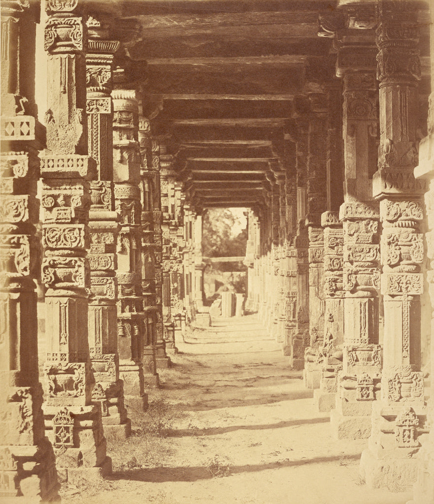 Felice Beato:Interior of the Hindoo Temple in Cootub, Delhi, Poster Print Wall Art