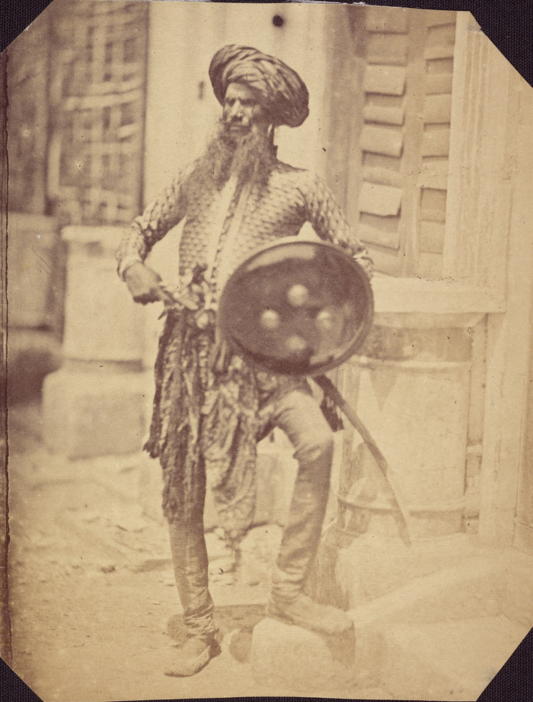 Felice Beato:Rajput With Sword & Shield, Poster Print Wall Art