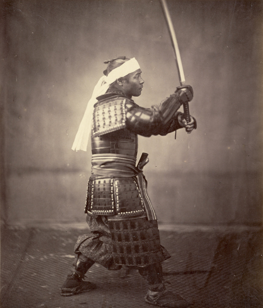 Felice Beato:Samurai with Raised Sword, Poster Print Wall Art