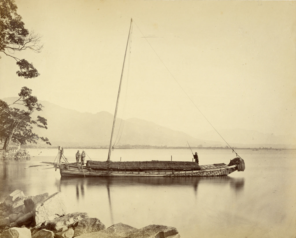 Felice Beato:Boat on Lake Biwa, Poster Print Wall Art
