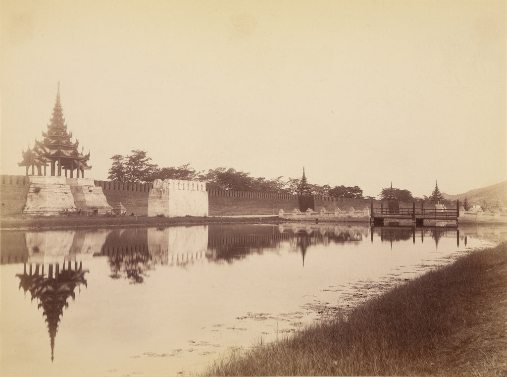 Felice Beato:East Wall of the City with Moat and Bridge, Man, Poster Print Wall Art