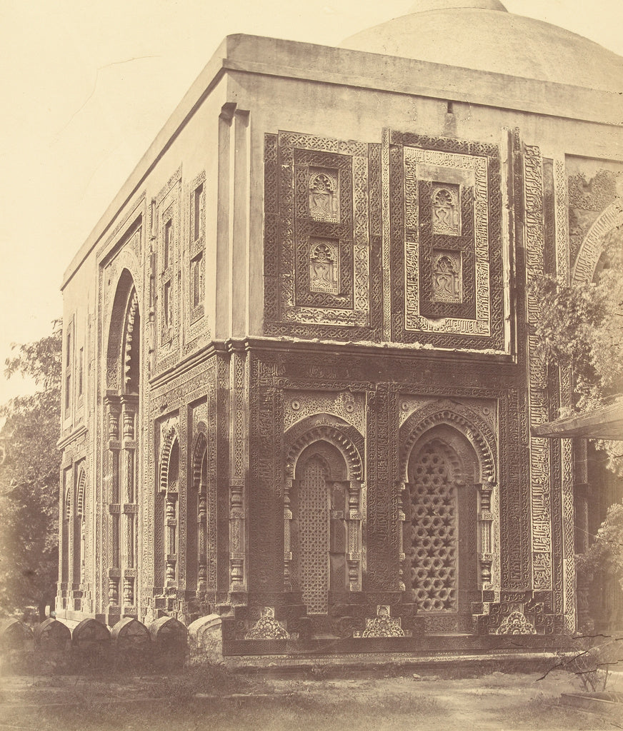 Felice Beato:[Shrines. Alai Darwaza marble and sandstone Gat, Poster Print Wall Art