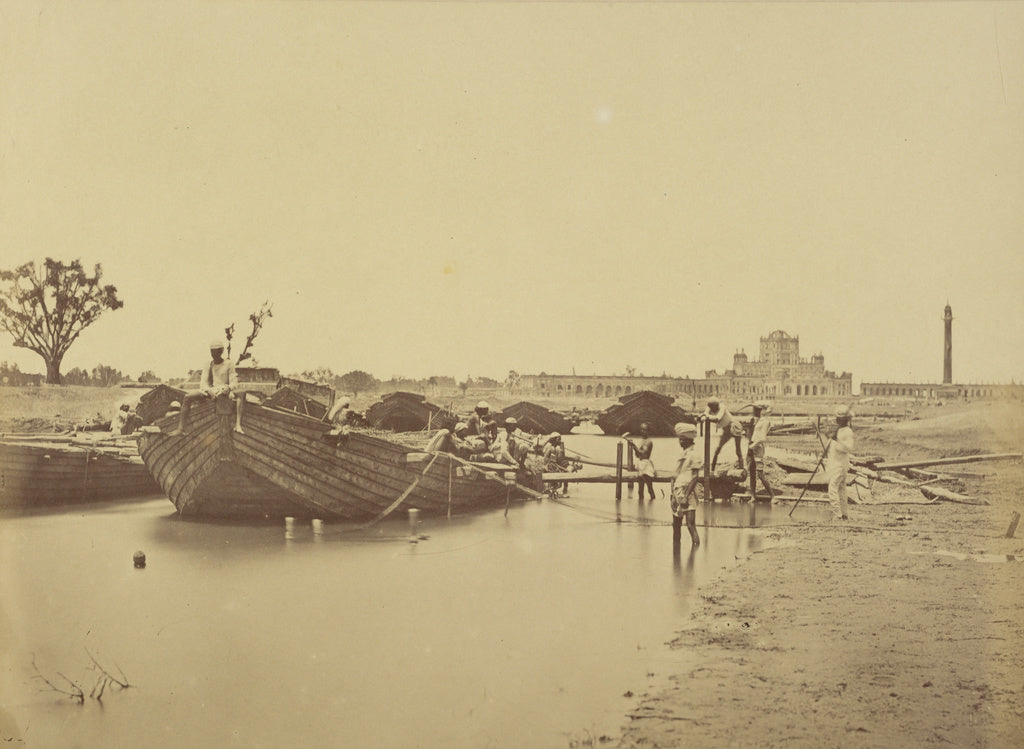 Felice Beato:[Bridge of Boats Below the Martinière College , Poster Print Wall Art