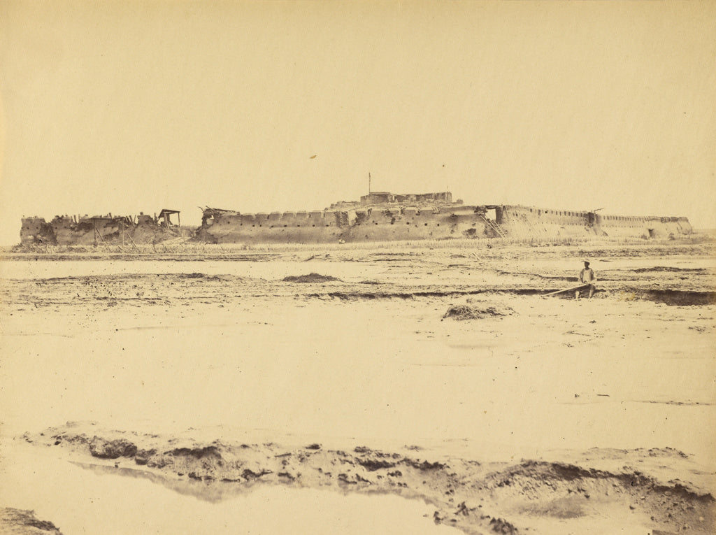 Felice Beato:Exterior of the North Fort Peiko River Showing , Poster Print Wall Art