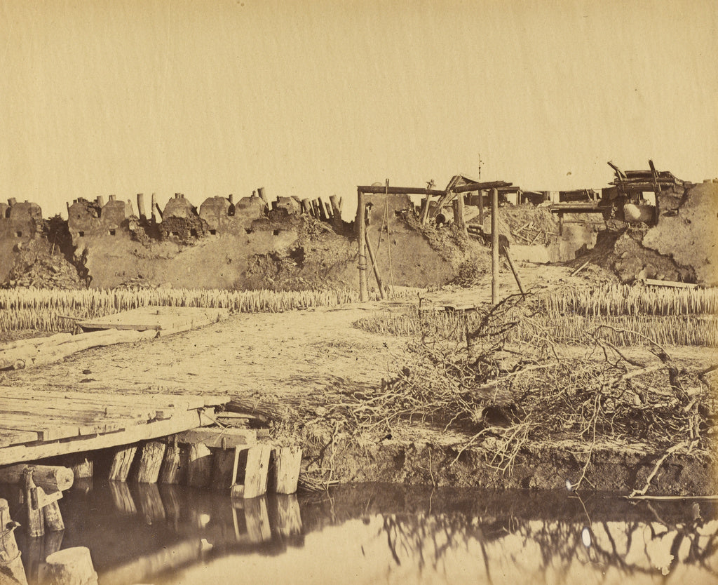 Felice Beato:Exterior of the North Fort showing the English , Poster Print Wall Art