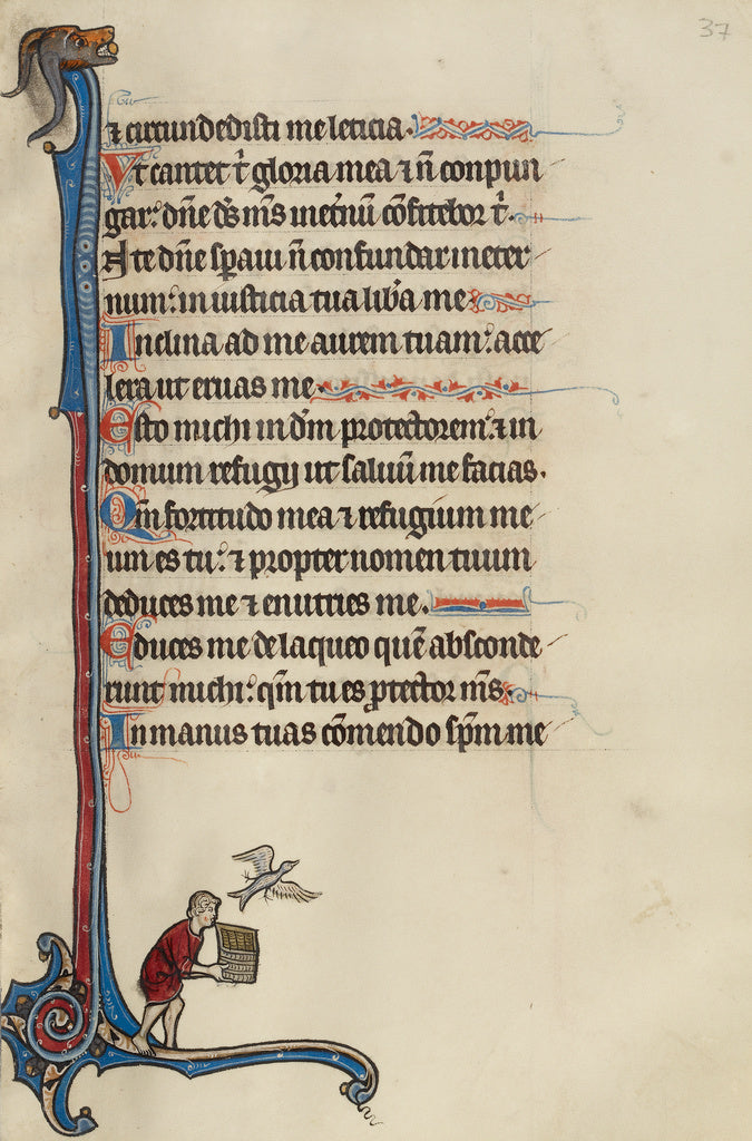 Bute Master:Initial I: A Bird Escaping from a Man's Basket, Poster Print Wall Art